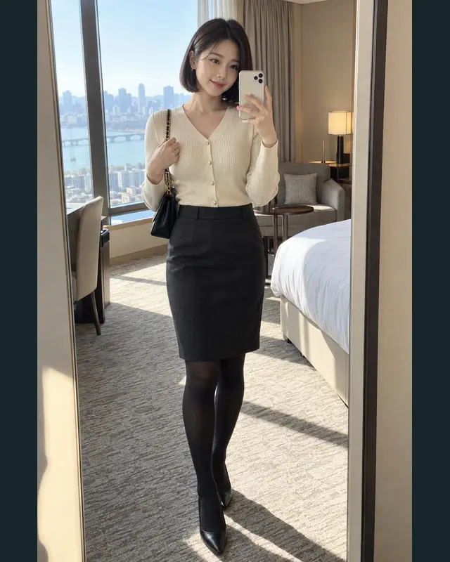 아산 배방읍 안내 카드의 성인 모델 거울 셀카