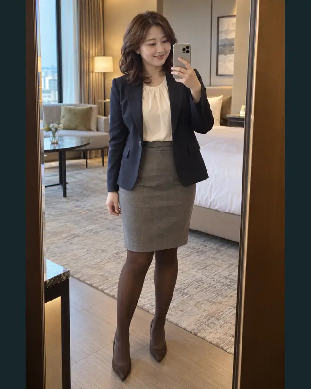 아산 둔포면 안내 카드의 성인 모델 거울 셀카