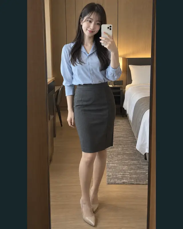 아산 온양1동 안내 카드의 성인 모델 거울 셀카