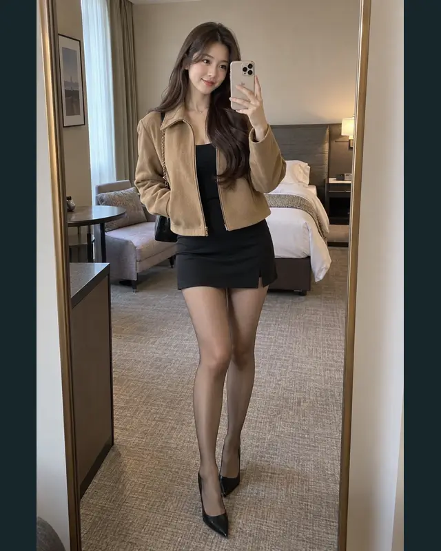 아산 온양3동 안내 카드의 성인 모델 거울 셀카