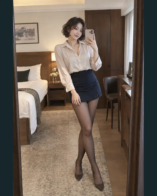 아산 온양5동 안내 카드의 성인 모델 거울 셀카