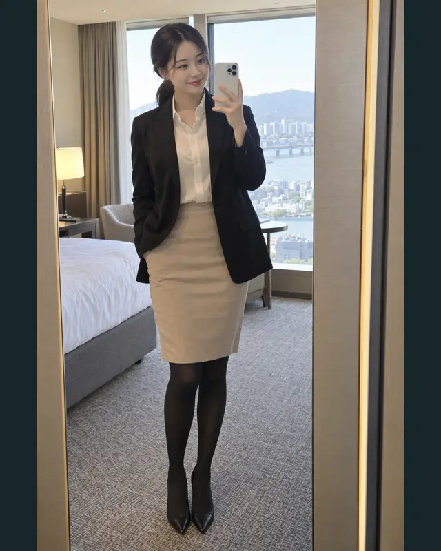 아산 신창면 안내 카드의 성인 모델 거울 셀카