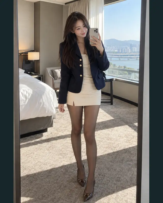 부산 북구 안내 카드의 성인 모델 거울 셀카