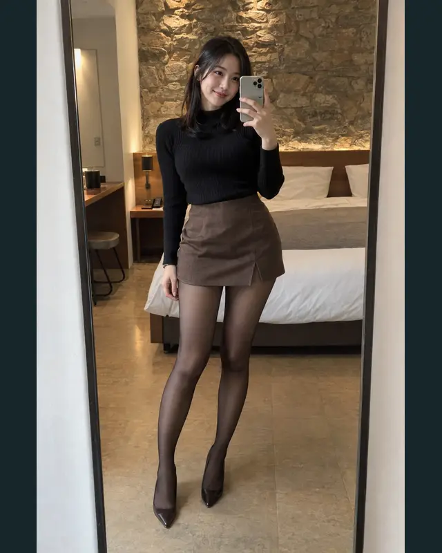 부산 부산진구 안내 카드의 성인 모델 거울 셀카