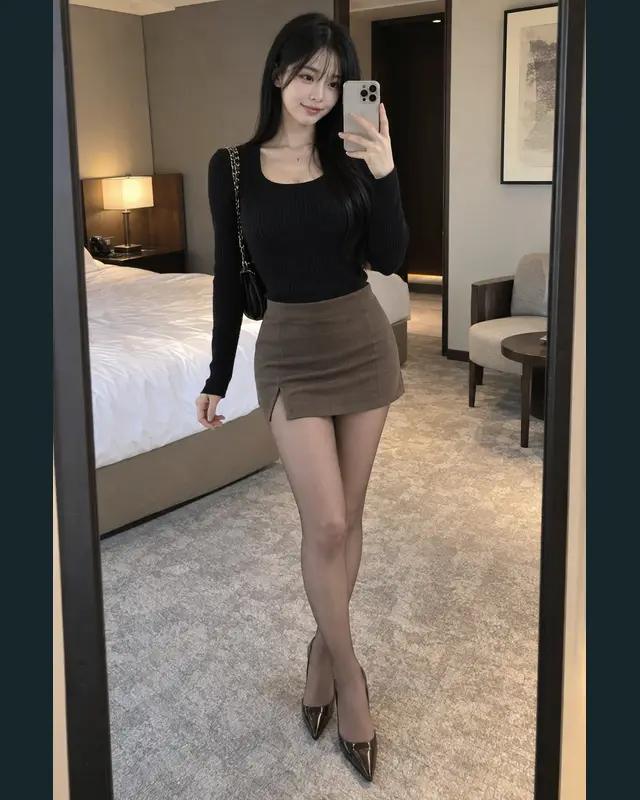부산 동구 안내 카드의 성인 모델 거울 셀카