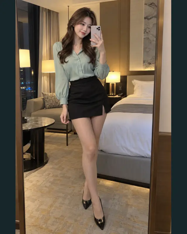 부산 금정구 안내 카드의 성인 모델 거울 셀카