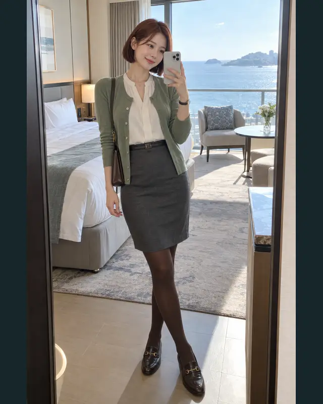 부산 기장군 안내 카드의 성인 모델 거울 셀카