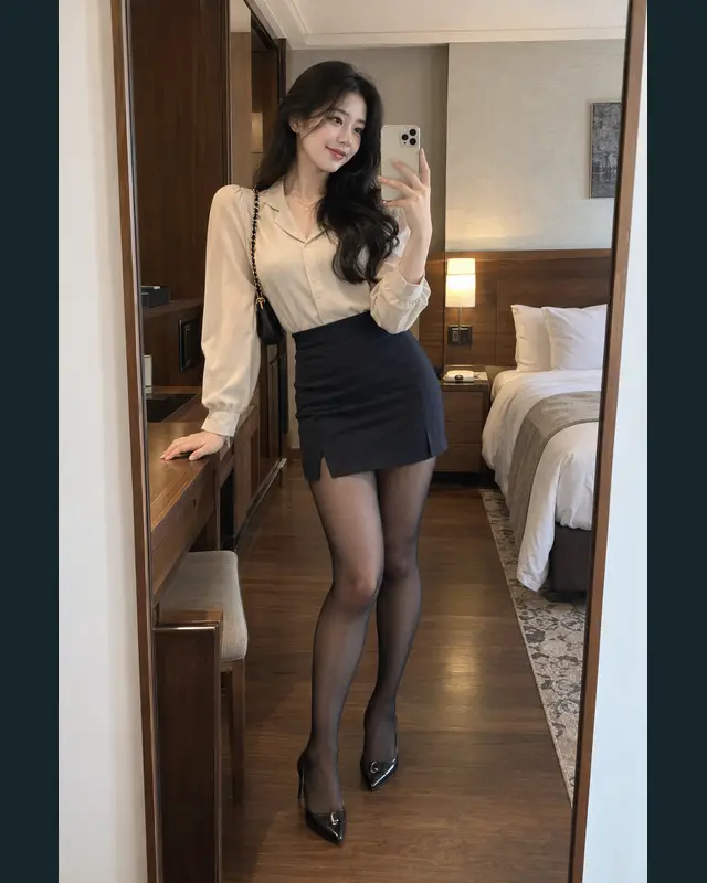 부산 해운대구 안내 카드의 성인 모델 거울 셀카