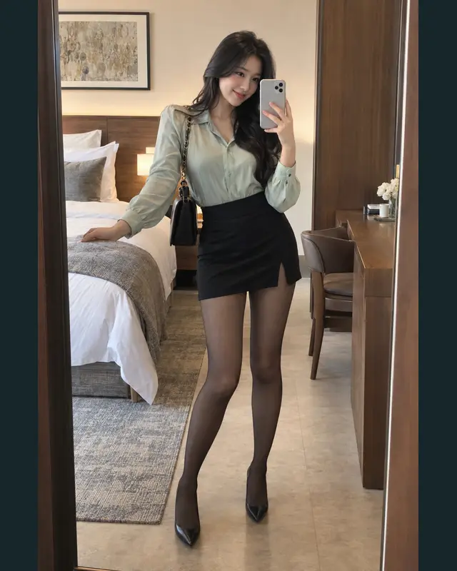 부산 남구 안내 카드의 성인 모델 거울 셀카
