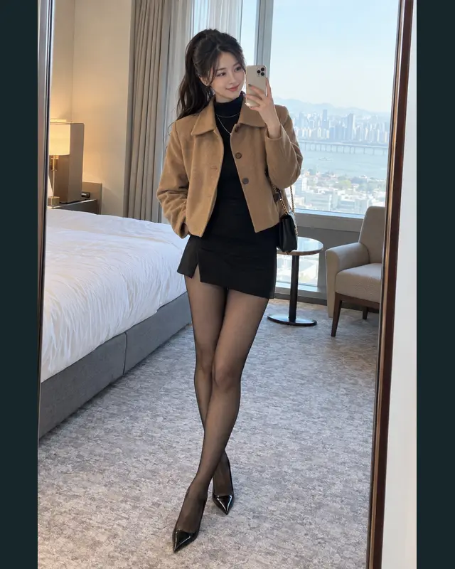 부산 사하구 안내 카드의 성인 모델 거울 셀카