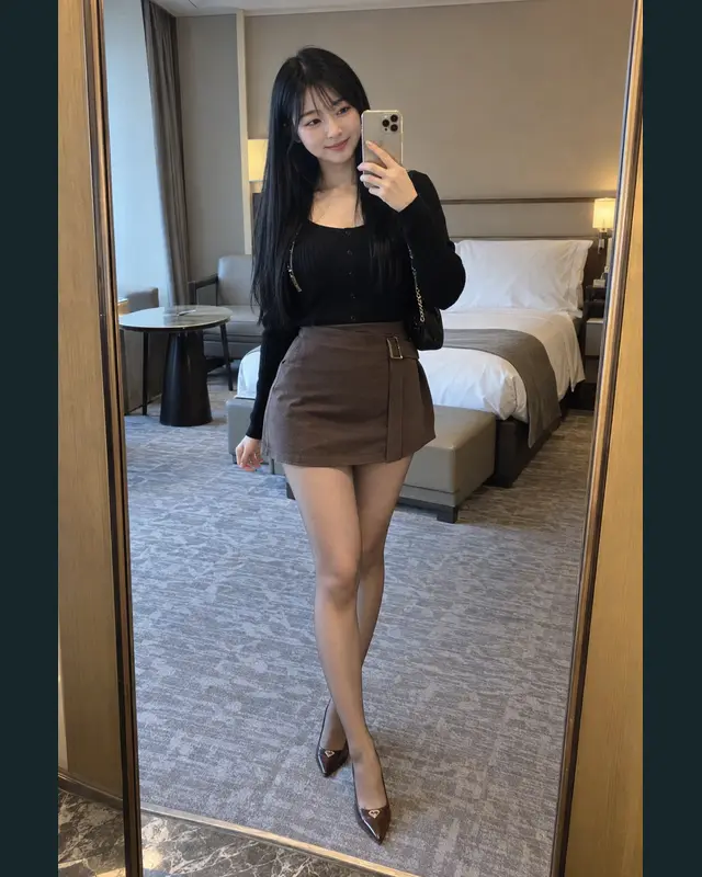 부산 영도구 안내 카드의 성인 모델 거울 셀카