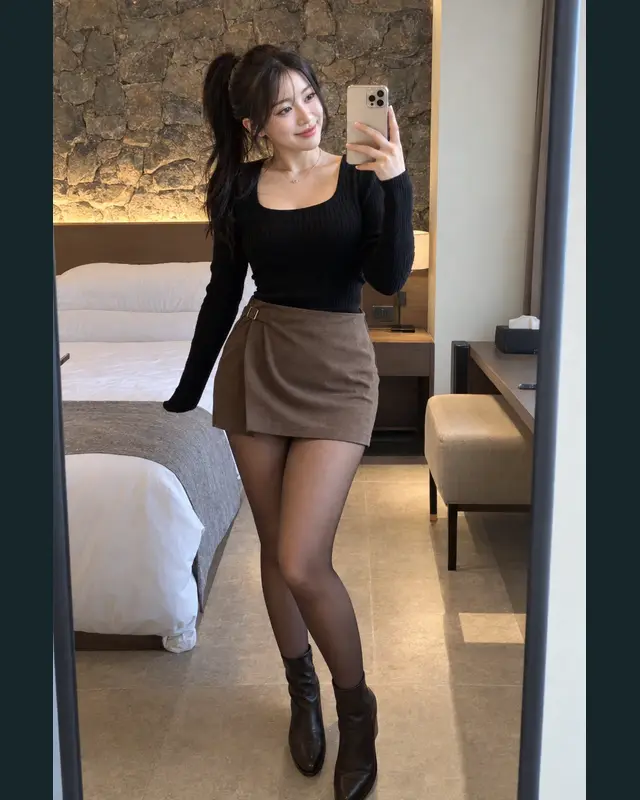 대전 대덕구 안내 카드의 성인 모델 거울 셀카