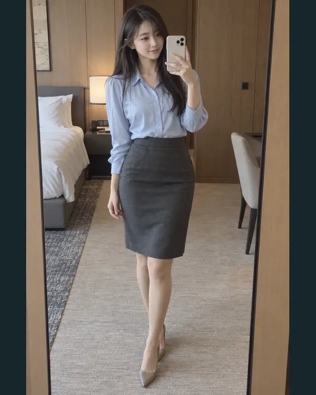 대전 서구 안내 카드의 성인 모델 거울 셀카