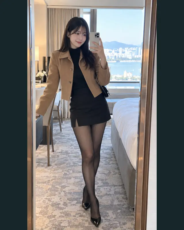대전 유성구 안내 카드의 성인 모델 거울 셀카