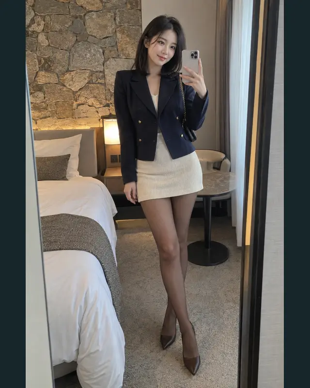 구미 도량동 안내 카드의 성인 모델 거울 셀카
