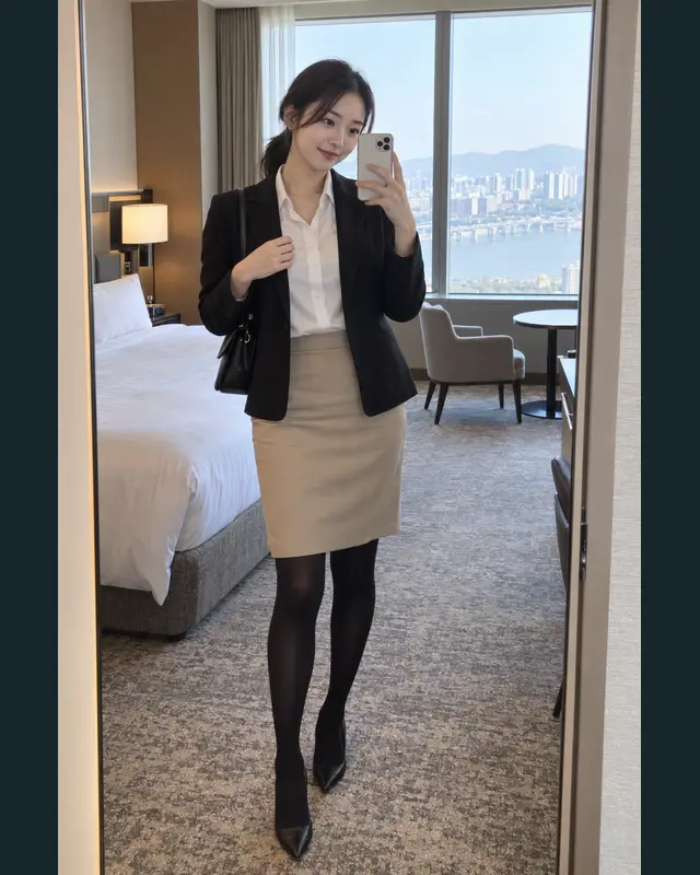 구미 공단동 안내 카드의 성인 모델 거울 셀카