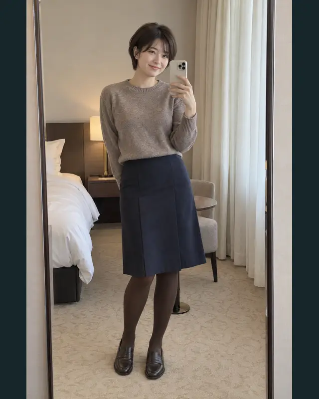 구미 형곡1동 안내 카드의 성인 모델 거울 셀카