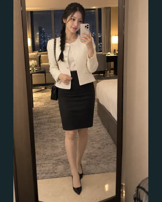 구미 형곡2동 안내 카드의 성인 모델 거울 셀카