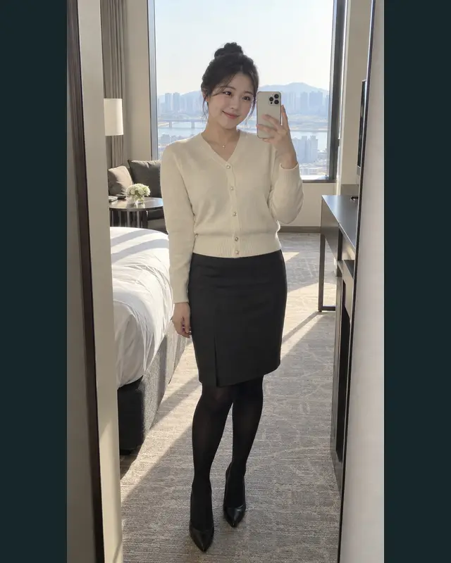 구미 임오동 안내 카드의 성인 모델 거울 셀카