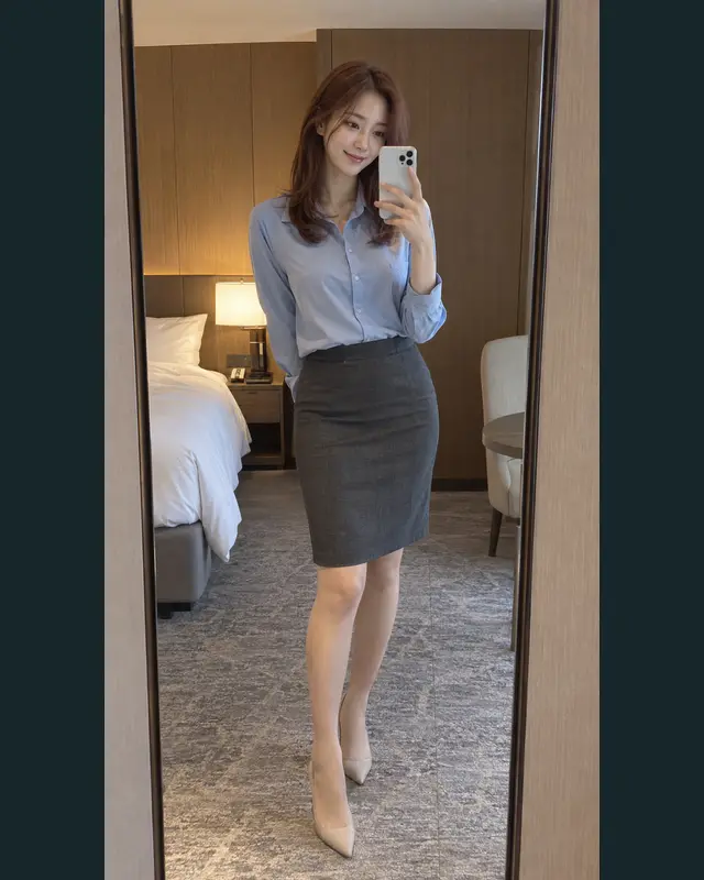 구미 상모사곡동 안내 카드의 성인 모델 거울 셀카