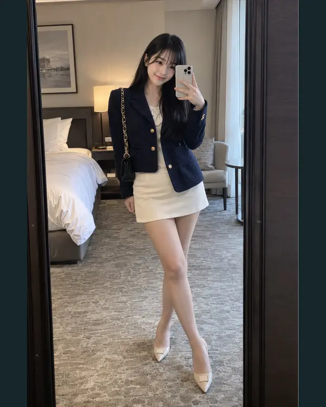 구미 송정동 안내 카드의 성인 모델 거울 셀카