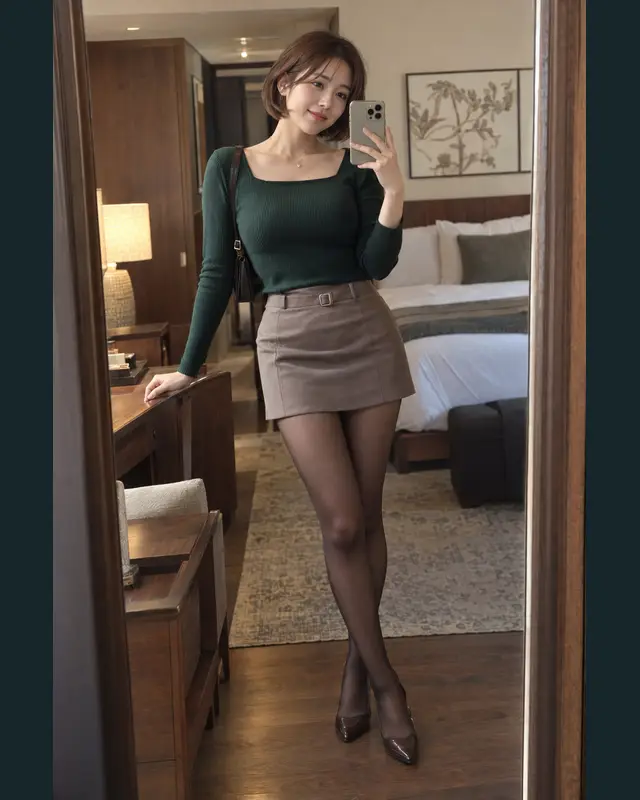 구미 원평동 안내 카드의 성인 모델 거울 셀카