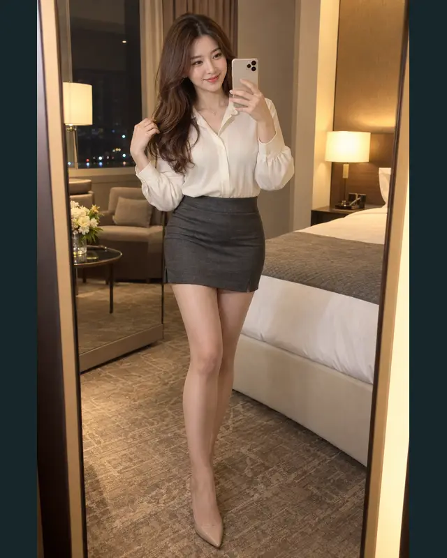 경기 안산시 안내 카드의 성인 모델 거울 셀카