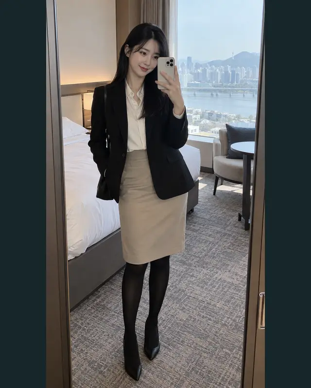 경기 안성시 안내 카드의 성인 모델 거울 셀카
