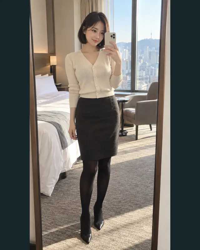 경기 가평군 안내 카드의 성인 모델 거울 셀카