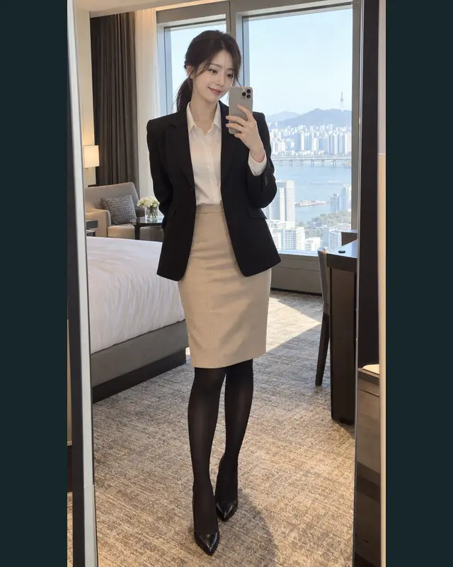 경기 광명시 안내 카드의 성인 모델 거울 셀카
