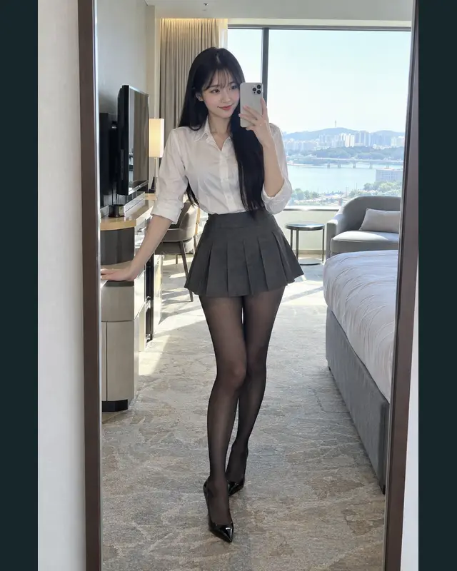 경기 오산시 안내 카드의 성인 모델 거울 셀카