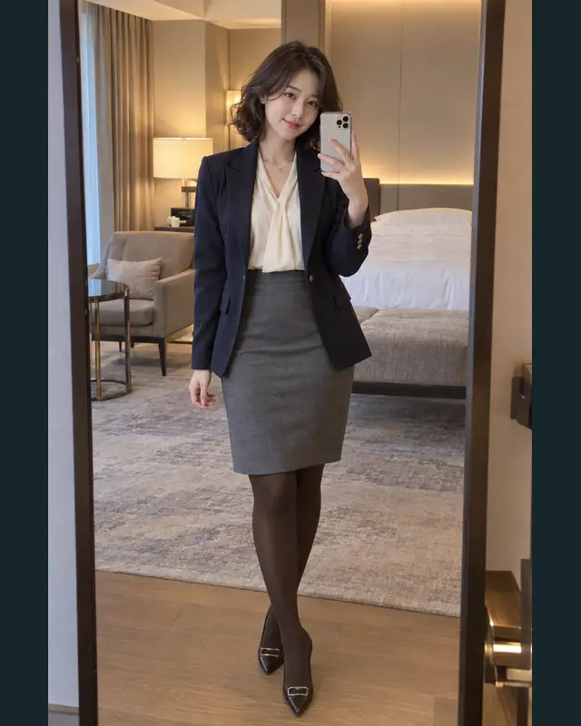 경기 평택시 안내 카드의 성인 모델 거울 셀카