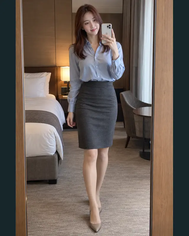 경기 의왕시 안내 카드의 성인 모델 거울 셀카