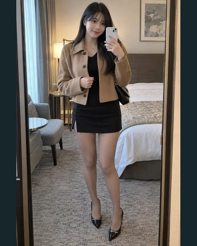경기 양평군 안내 카드의 성인 모델 거울 셀카