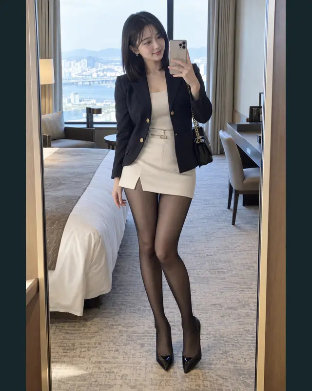 경기 연천군 안내 카드의 성인 모델 거울 셀카