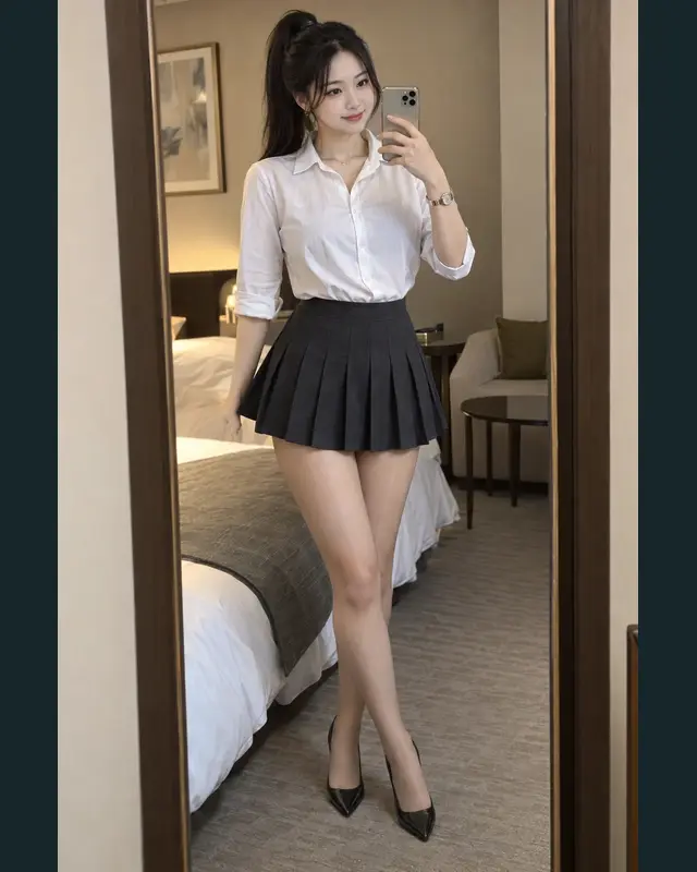 인천 동구 안내 카드의 성인 모델 거울 셀카