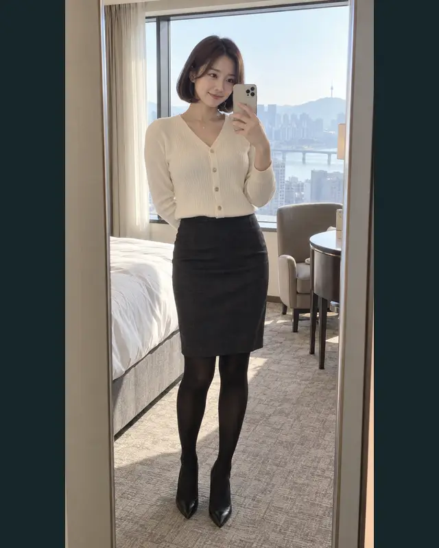 인천 강화군 안내 카드의 성인 모델 거울 셀카