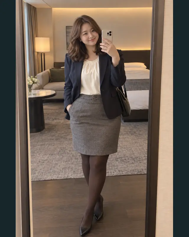 인천 중구 안내 카드의 성인 모델 거울 셀카