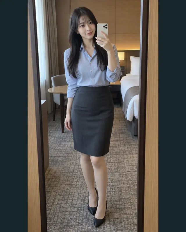 인천 서구 안내 카드의 성인 모델 거울 셀카
