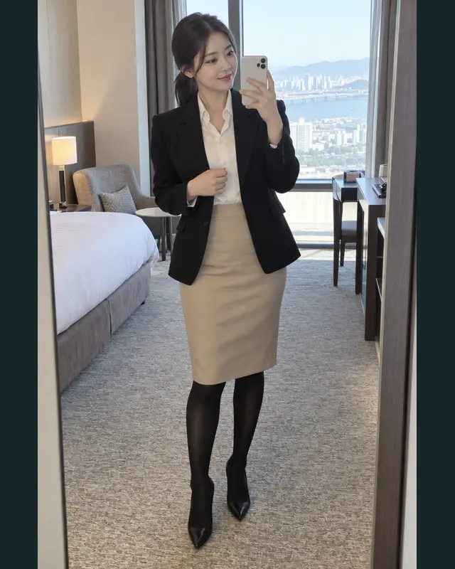 인천 연수구 안내 카드의 성인 모델 거울 셀카