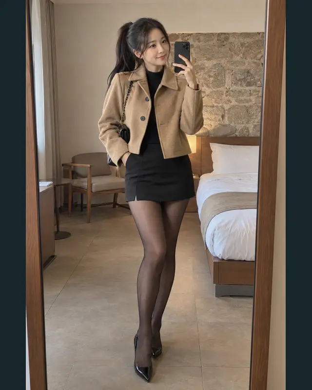 제주 제주시 안내 카드의 성인 모델 거울 셀카