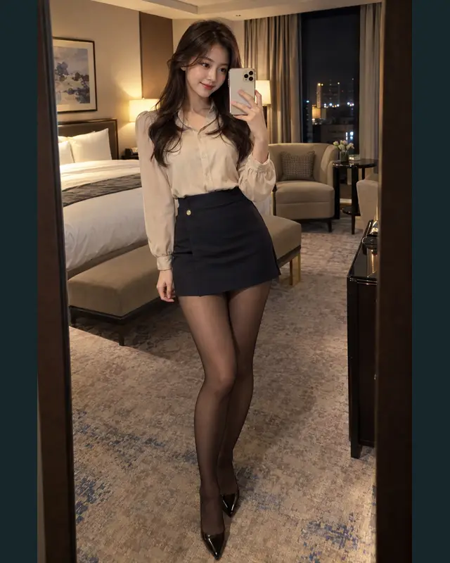 제주 서귀포시 안내 카드의 성인 모델 거울 셀카