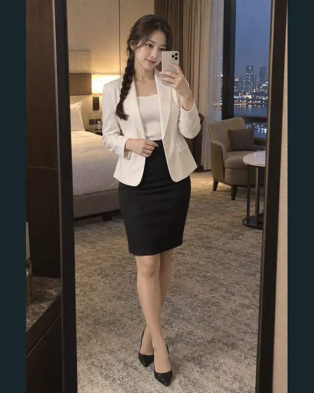 서울 도봉구 안내 카드의 성인 모델 거울 셀카