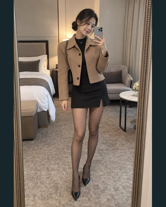 서울 은평구 안내 카드의 성인 모델 거울 셀카