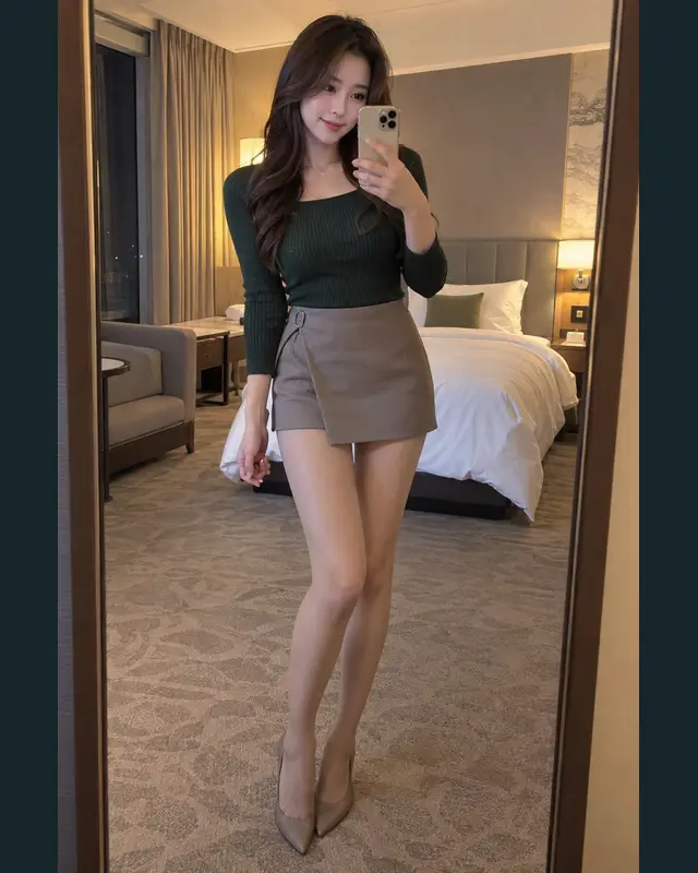 서울 강남구 안내 카드의 성인 모델 거울 셀카