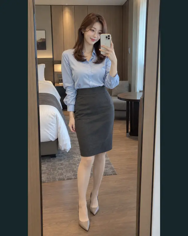 서울 금천구 안내 카드의 성인 모델 거울 셀카