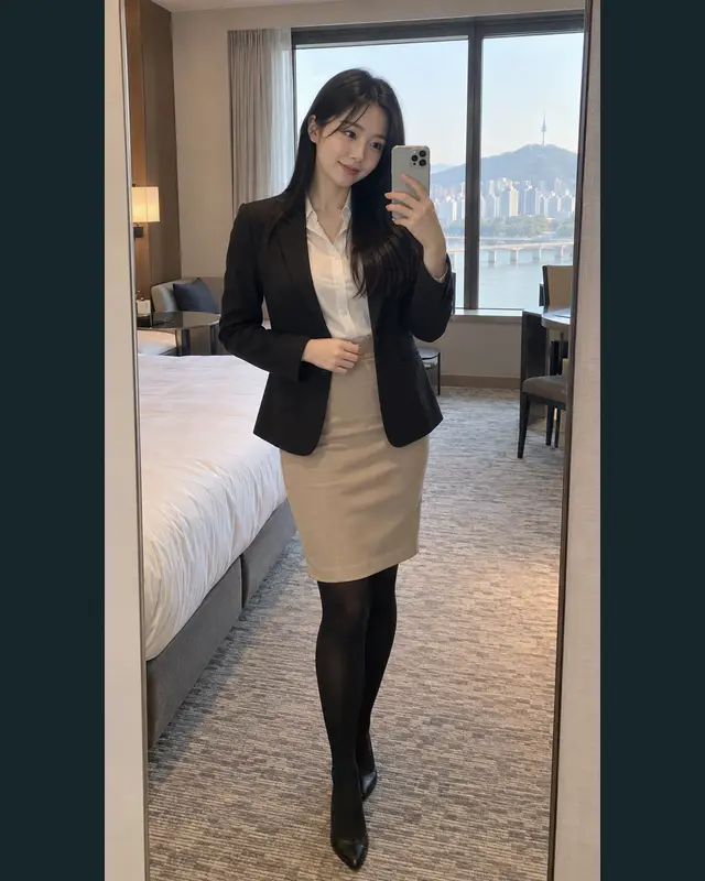 서울 구로구 안내 카드의 성인 모델 거울 셀카