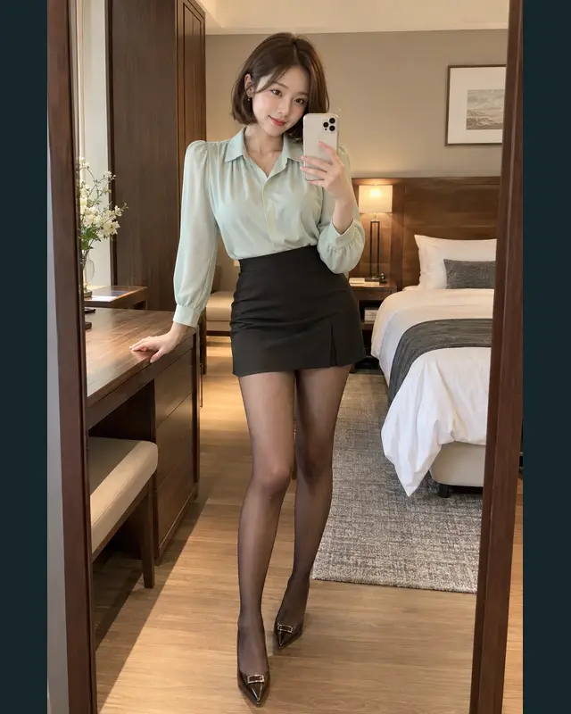 서울 관악구 안내 카드의 성인 모델 거울 셀카