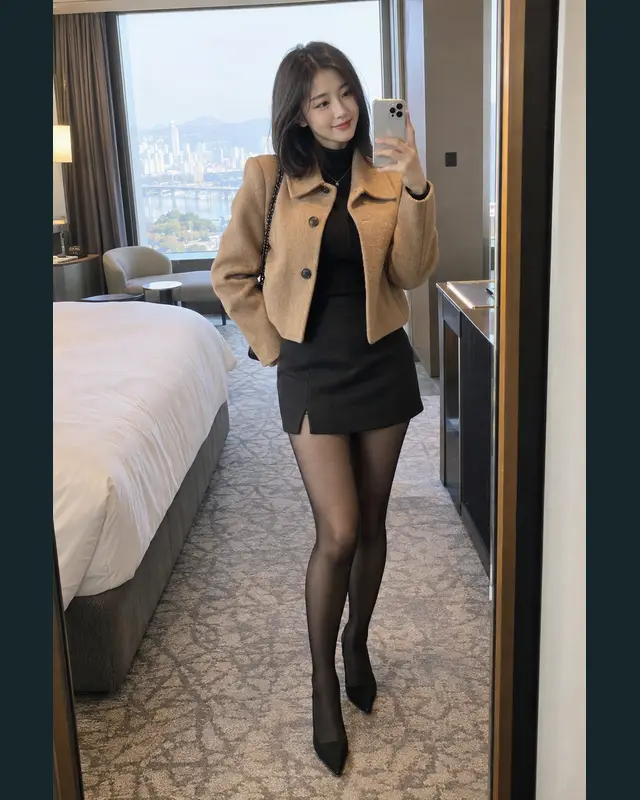 서울 광진구 안내 카드의 성인 모델 거울 셀카