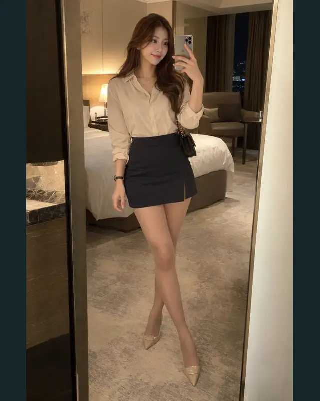 서울 종로구 안내 카드의 성인 모델 거울 셀카